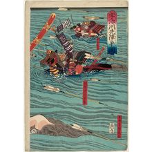 歌川貞秀: Competing to Be First at the Battle of the Uji River (Ujikawa senjin arasoi no zu) - ボストン美術館