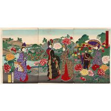 Naraha Shûbei: Dignitaries Enjoying a Flower Garden (Kiken hanazono yûran no zu) - Museum of Fine Arts
