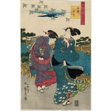 歌川貞秀: The Jewel River of Plovers in Mutsu Province (Mutsu chidori), from the series Contest of Famous Places: The Six Jewel Rivers (Meisho awase Mu Tamagawa) - ボストン美術館