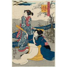 歌川貞秀: The Cloth-fulling Jewel River in Settsu Province (Settsu no kuni tôi), from the series Contest of Famous Places: The Six Jewel Rivers (Meisho awase Mu Tamagawa) - ボストン美術館