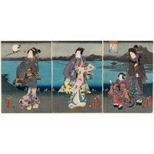 二代歌川国貞: Descending Geese at Katada (Katada rakugan), from the series Eight Views of Ômi (Ômi hakkei no uchi) - ボストン美術館