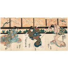 Utagawa Kuniyoshi, 歌川国芳 (Utagawa Kuniyoshi)による浮世絵「Actors Ichikawa Ebizô (R), Iwai Shijaku (C), Onoe Eizaburô (L)」