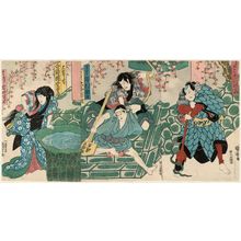 Utagawa Kuniyoshi: Actors, from right, Ichikawa Danjûrô , Sawamura Tosshô , Ôtani Bansaku , Iwai Shijaku - Museum of Fine Arts