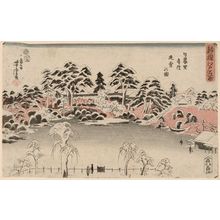 Utagawa Yoshitora: Snow in the Temple Garden in Nippori (Nippori jiin teisetsu no zu), from the series Famous Places in Edo, a New Selection (Shinsen Edo meisho) - Museum of Fine Arts