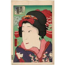 歌川芳虎: Actor Ichikawa Fukutarô as Osode, Daughter (Musume) of the Aburaya, from an untitled series - ボストン美術館