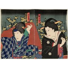 Utagawa Yoshitora: Actors Kawarazaki Gonjûrô as Iwafuji (R) and Bandô Hikosaburô as Ohatsu (L) - Museum of Fine Arts