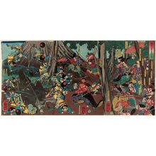 Utagawa Yoshitora: Lord Yoritomo's Hunt at Mount Fuji (Yoritomo kô Fuji makigari no zu) - Museum of Fine Arts