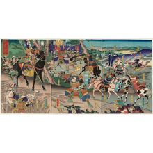 歌川芳虎: Valiant and Renowned Warriors at the Great Battle of Shizugatake (Shizugatake ôgassen shoyûshi kômei no zu) - ボストン美術館
