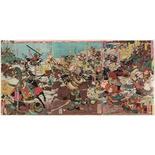 歌川芳虎: The Great Battle of Kusunoki at the Minato River (Kusunoki Minatogawa ôgassen no zu) - ボストン美術館
