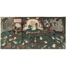 Utagawa Yoshitora: Etchû Tateyama no Jigokudani ni... Yoshikado Iga Ju no ryô.. ni ninjutsu - Museum of Fine Arts