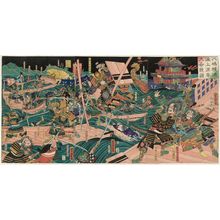 歌川芳虎: The Great Battle between the Minamoto and the Taira at Danoura in Yashima (Yashima Dan-no-ura kaijô Genpei ôgassen zu) - ボストン美術館