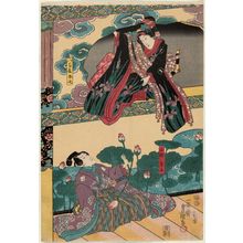 Utagawa Kunisada: Actors Bandô Shûka I as Yaoya Oshichi and Ichikawa Danjûrô VIII as Koshô Kichiza - Museum of Fine Arts