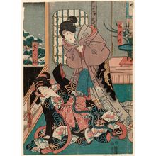 Utagawa Kunisada: Actors Iwai Kumesaburô III as Ayame and Ichikawa Saruzô I as Takane - Museum of Fine Arts