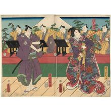 Utagawa Kunisada: Actors Onoe Kikugorô IV as Koshimoto Okaru (R) and Nakamura Fukusuke I as Hayano Kanpei (L) - Museum of Fine Arts