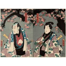 歌川国貞: Actors Iwai Kumesaburô III as Karigane Bunshichi (R) and Ichikawa Danjûrô VIII as Hotei Ichiemon (L) - ボストン美術館