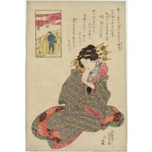 Utagawa Kunisada: Courtesan, from the series Ichibu senkô sokuseki banashi, Sanshôtei Karaku - Museum of Fine Arts