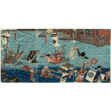 Utagawa Kuniyoshi: The Great Battle of the Uji River (Ujikawa ôgassen) - Museum of Fine Arts