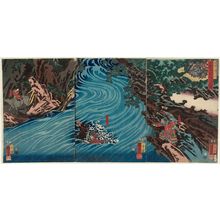 Utagawa Kuniyoshi: Tsûzoku Sangokushi no uchi, Gentoku uma o odorasu Tan-kei... - Museum of Fine Arts