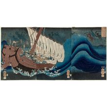 Utagawa Kuniyoshi: The Ghosts of the Taira Attack Yoshitsune in Daimotsu Bay - Museum of Fine Arts