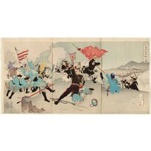 Japanese Print "Chinese and Japanese Troops in a Great Battle at Gaiping (Nisshin ryôgun Gaihei daigekisen no zu)" by Nakagawa