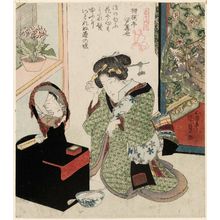 Utagawa Kunisada: Flower: Woman with Mirror, from the series Flowers and Birds, Wind and Moon (Kachô fûgetsu) - Museum of Fine Arts