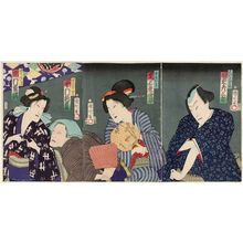 豊原国周: Actors Bandô Hikosaburô (R), Onoe Kikujirô (C), Nakamura Tsuruzô, and Ichimura Kakitsu (L) - ボストン美術館