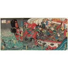 豊原国周: The Typhoon at Daimotsu Bay in Settsu Province in 1188 (Bunji yonen Sesshû Daimotsu no ura nanpû no zu) - ボストン美術館