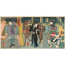 豊原国周: Actors Nakamura xx, Sawamura Shôzan (R), Sawamura Tosshô (C), and Nakamura Shikan (L) - ボストン美術館