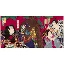 Toyohara Kunichika: Actors Sawamura Tosshô (in two roles) and Iwai Shijaku - Museum of Fine Arts