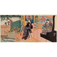 歌川国貞: Figures in Edo Purple: The Hahakigi Chapter (Edo Murasaki sugata no Hahakigi) - ボストン美術館