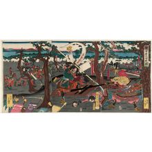 Japanese Print "The Great Battle of Awazu Plain (Awazu-ga-hara ôgassen zu)" by Satomi Tachô (Utagawa Yoshikane)