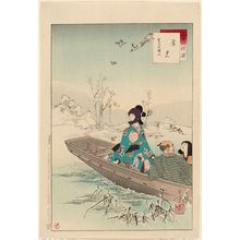 水野年方: Snow Viewing: Woman of the Kanbun Era [1661-73] (Yukimi, Kanbun koro fujin), from the series Thirty-six Elegant Selections (Sanjûroku kasen) - ボストン美術館