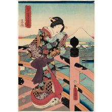 歌川国貞: Nihonbashi Bridge, from the series Ten Views of Mount Fuji from Edo (Edo no Fuji jukkei no uchi) - ボストン美術館