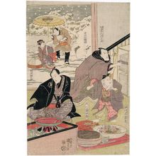 Utagawa Kunisada: Actors, clockwise from right: Bandô Mitsugorô, Ichikawa Komazô, Onoe Kikugorô, Segawa Konosuke, Ichikawa Kodanji - Museum of Fine Arts