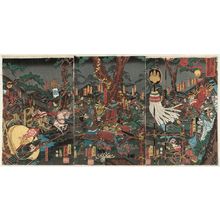 落合芳幾: The Great Battle of Kurikaradani between Kiso Yoshinaka and the Taira General Tomonori in 1183 (Juei ninen Kiso Yoshinaka Heishô Tomonori Kurikaradani ôgassen) - ボストン美術館