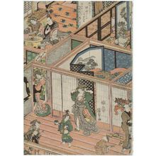 Japanese Print "Panorama of the Second Floor of a Brothel, a Pentaptych (Seiro nikai no zu, goban tsuzuki)" by Utagawa Kunisada, 歌川国貞 (Utagawa Kunisada I (Toyokuni III))