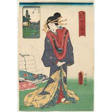 歌川国貞: Senzoku, from the series One Hundred Beautiful Women at Famous Places in Edo (Edo meisho hyakunin bijo) - ボストン美術館