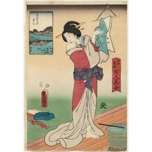 歌川国貞: Shinobazu Benten Shrine, from the series One Hundred Beautiful Women at Famous Places in Edo (Edo meisho hyakunin bijo) - ボストン美術館