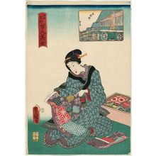 歌川国貞: Owari-chô, from the series One Hundred Beautiful Women at Famous Places in Edo (Edo meisho hyakunin bijo) - ボストン美術館