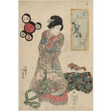 Utagawa Kunisada: Plum and Warbler (Ume ni uguisu), from the series Fûryû aioi zukushi (Collection of Fashionable Pairings) - Museum of Fine Arts