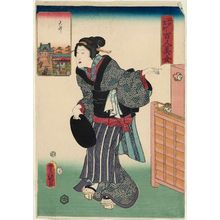 歌川国貞: Tenjin Shrine, from the series One Hundred Beautiful Women at Famous Places in Edo (Edo meisho hyakunin bijo) - ボストン美術館
