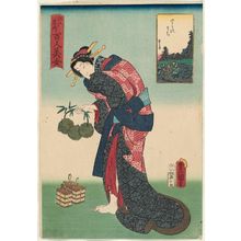 Utagawa Kunisada: Tori no machi, from the series One Hundred Beautiful Women at Famous Places in Edo (Edo meisho hyakunin bijo) - Museum of Fine Arts