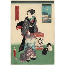 Utagawa Kunisada: Asakusa Tamachi, from the series One Hundred Beautiful Women at Famous Places in Edo (Edo meisho hyakunin bijo) - Museum of Fine Arts