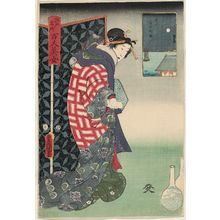 Utagawa Kunisada: New Lodgings for Travellers on Foot at Shinagawa (Shinagawa kachi shinjuku), from the series One Hundred Beautiful Women at Famous Places in Edo (Edo meisho hyakunin bijo) - Museum of Fine Arts