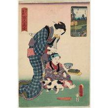 Japanese Print "Yotsuya, from the series One Hundred Beautiful Women at Famous Places in Edo (Edo meisho hyakunin bijo)" by Utagawa Kunisada, 歌川国貞 (Utagawa Kunisada I (Toyokuni III))