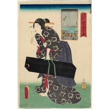 Utagawa Kunisada: Takanawa, from the series One Hundred Beautiful Women at Famous Places in Edo (Edo meisho hyakunin bijo) - Museum of Fine Arts