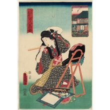 Utagawa Kunisada: Hanakawado, from the series One Hundred Beautiful Women at Famous Places in Edo (Edo meisho hyakunin bijo) - Museum of Fine Arts