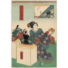 歌川国貞: The Ten Doll Stores (Jukkendana), from the series One Hundred Beautiful Women at Famous Places in Edo (Edo meisho hyakunin bijo) - ボストン美術館