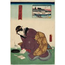 歌川国貞: Yoroi Ferry (Yoroi no watashi), from the series One Hundred Beautiful Women at Famous Places in Edo (Edo meisho hyakunin bijo) - ボストン美術館