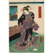 Utagawa Kunisada: Ryôgoku Bridge (Ryôgoku-bashi), from the series One Hundred Beautiful Women at Famous Places in Edo (Edo meisho hyakunin bijo) - Museum of Fine Arts